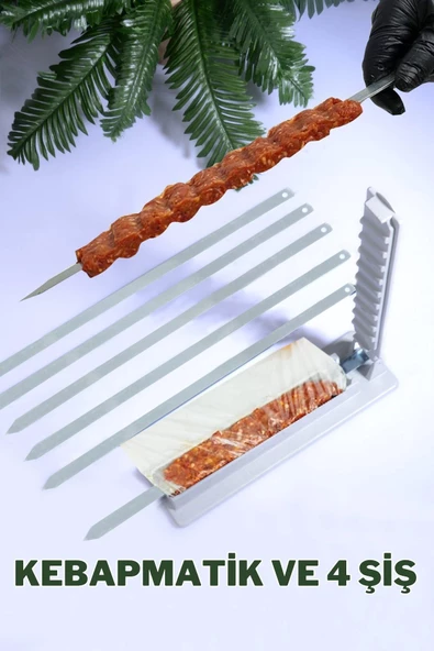 4 Adet Şiş HEDİYELİ Kebapmatik Adana Urfa Kebap Kalıbı Aparatı Pratik Hızlı Kebap Makinesi Kutusu