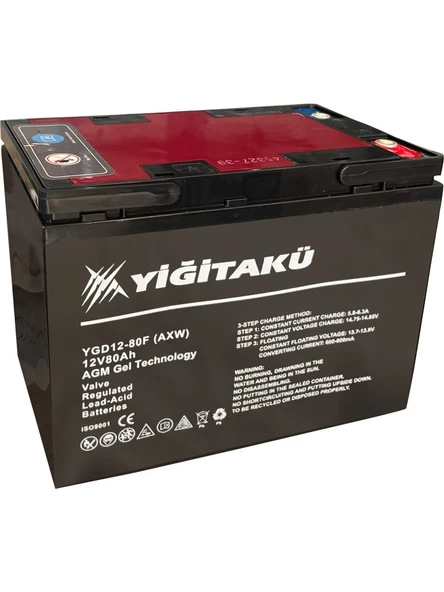 Yiğit Akü 12V 80AH Jel Elektrikli Bisiklet Aküsü