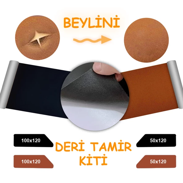 Beylini Deri Tamir Kiti Kendinden Yapışkanlı Dayanıklı Uzun Ömürlü Su Geçirmez Onarım Kiti Kahverengi (50 x 120) ürün görseli 1