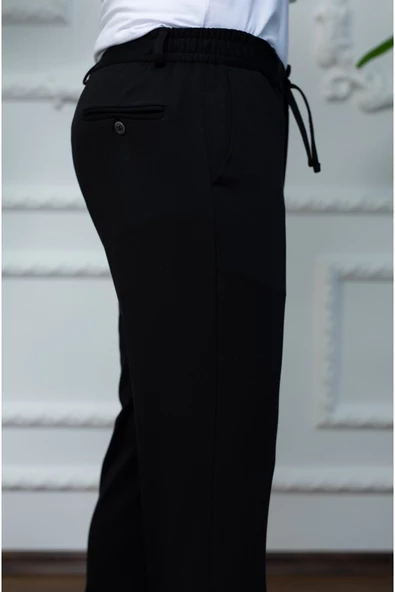 GILAPA Erkek Siyah Çelik Desen Örme Jogger Pantolon - 3