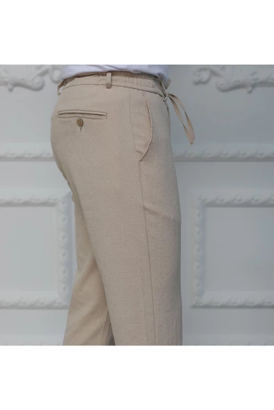 GILAPA Erkek Dokuma Bej Jogger Pantolon - 3