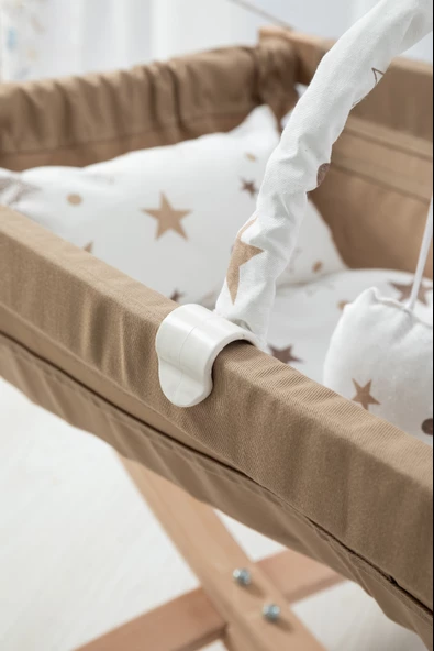 Babywho Bw2111 - Ahşap Bebek Hamak Beşik - Sallanır Sabitlenir Hamak Beşik - Kahve - 4