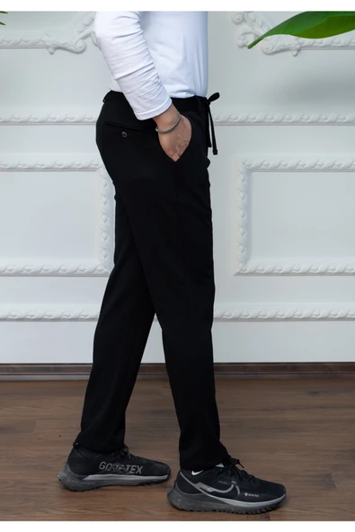 GILAPA Erkek Siyah Çelik Desen Örme Jogger Pantolon - 2