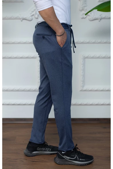 GILAPA Erkek Lacivert Çelik Desen Örme Jogger Pantolon - 2