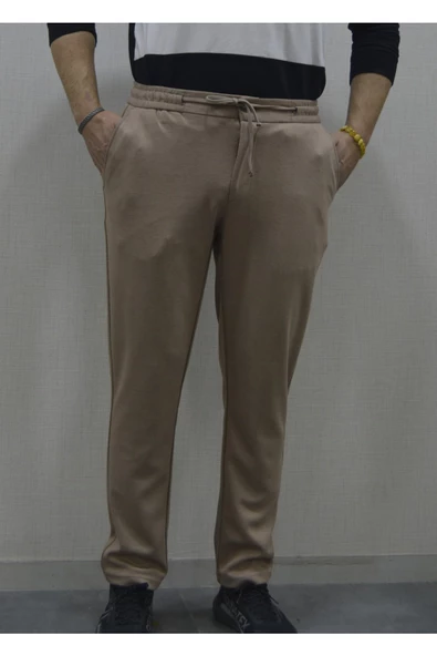 GILAPA Erkek Bej Çelik Örme Jogger Pantolon