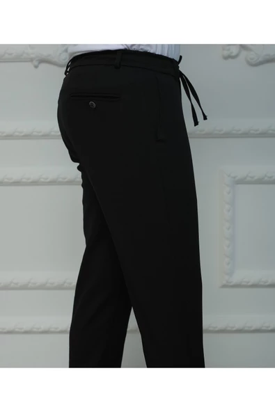 GILAPA Erkek Dokuma Siyah  Jogger Pantolon - 3