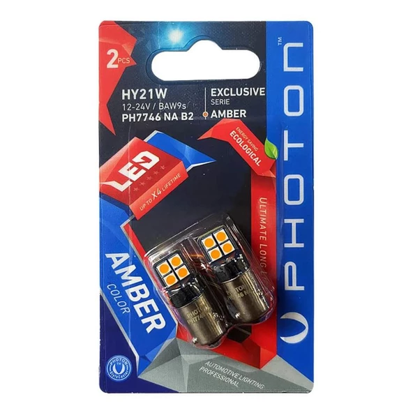 Photon H21W 12V EXCLUSIVE AMBER CANBUS LED (2Lİ BLİSTER) PH7746 NA B2