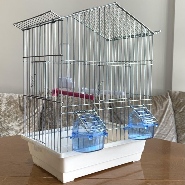 Çatılı Muhabbet Kuşu Kafesi-Yemlik Suluk Tünek dahil (1 kuş için en ideal kafes) - 4