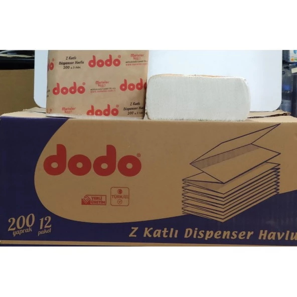 DODO Z DİSPENSER KATLAMA HAVLU 20X22CM  200 LÜ 12 PAKET - Resim 2