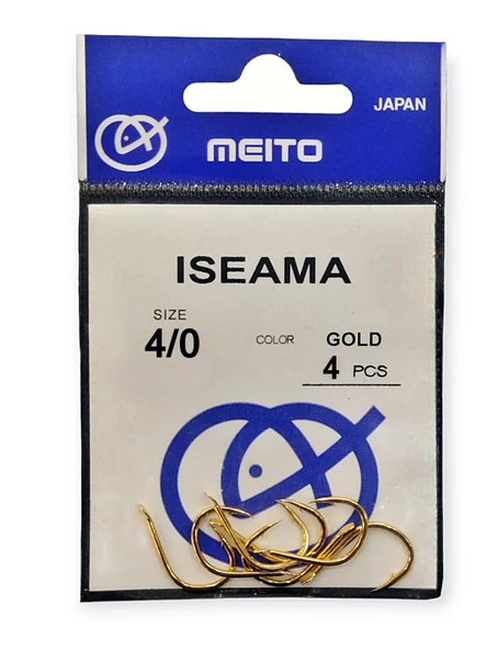 Meito Iseama Gold İğne 4/0 İğne 4'lü Paket - Sazan İğnesi Altın Rengi Japon İğnesi