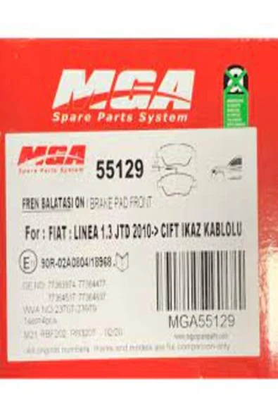55129 Ön Fren Balatası Fiat Linea1.3 Jtd 2010 ->/fiat 500/fiat Punto/çift Ikaz Kablolu ürün görseli 1
