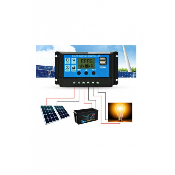 PWM 20A Güneş Solar Paneli Akü Şarj Kontrol Cihazı 12v-24v Kontrol Cihazı Akü Şarj Regülatör.