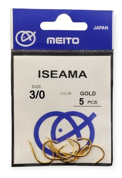 Meito Iseama Gold İğne 3/0 İğne 5'li Paket - Sazan İğnesi Altın Rengi Japon İğnesi