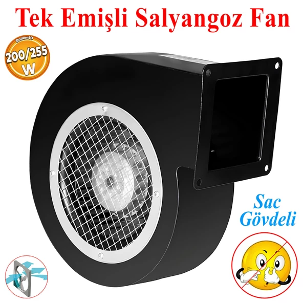 Havalandırma Aspiratörü Salyangoz Fan BDRS160-60 Tek Emişli Kirli Hava Kötü Koku Metal Vantilatör