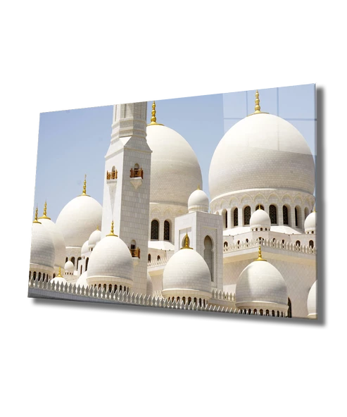 Beyaz Cami Dekoratif ve Modern Cam Tablo White Mascid