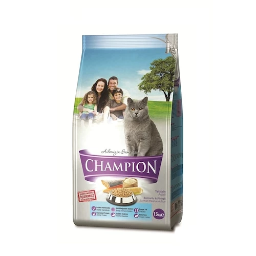 Champion Somonlu ve Pirinçli Yetişkin Kedi Maması 15 KG