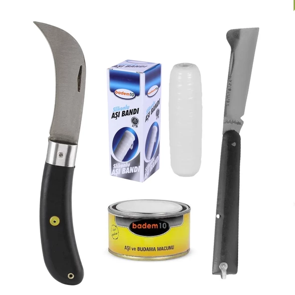 Ağaç Dal Aşılama 4'Lü Seti Plastik Saplı Bıçak Çakı Soğuk Aşı Macunu Şeffaf Bant Bağ Budama Bıçağı - 6