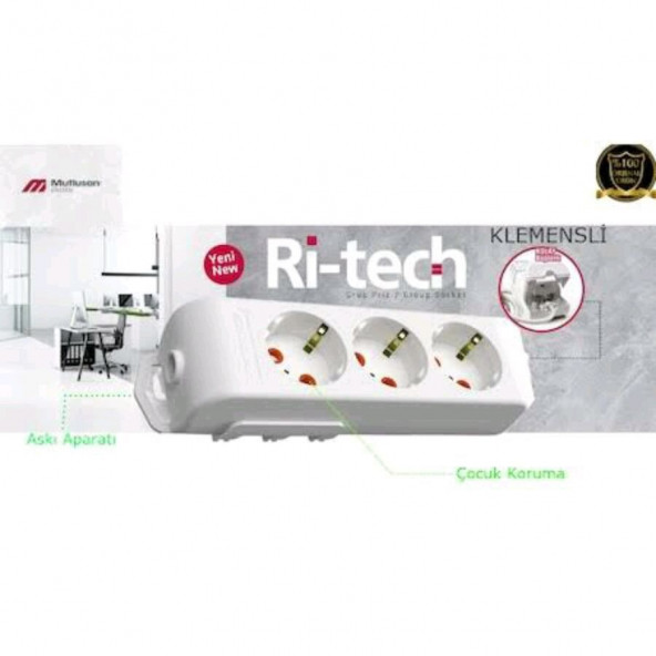 Mutlusan Ri-Tech 3'lü 5 Metre Topraklı Grup Priz Çocuk Korumalı (Kargo Bedava) - 2