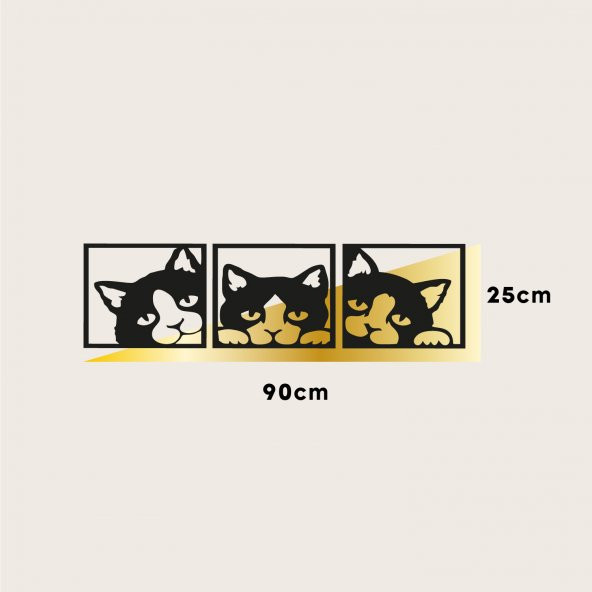 Dekoratif 3 Lü Kedi Duvar Dekoru, Ahşap Dekoratif Tablo, Lazer Kesim - 3