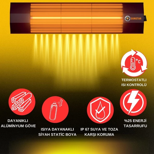 SUNSTAR HALOJEN SOBA İNFRARED ISITICI 1800W TERMOSTATLI - 3