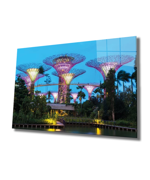 Işıklı Singapur Dekoratif ve Modern Cam Tablo , Singapour ürün görseli