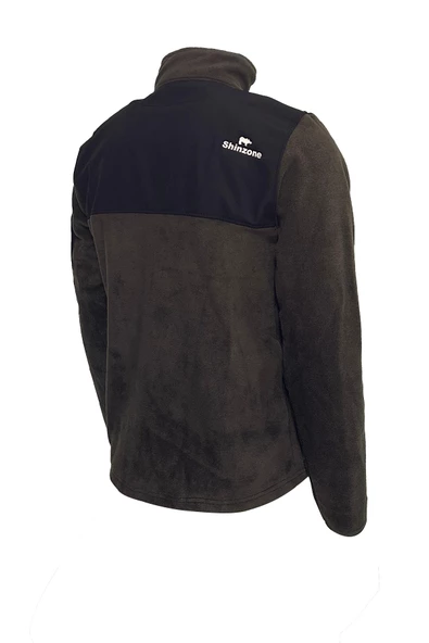Erkek Regular Fit Fermuarlı Cepli Polar Haki Sweatshirt - 4