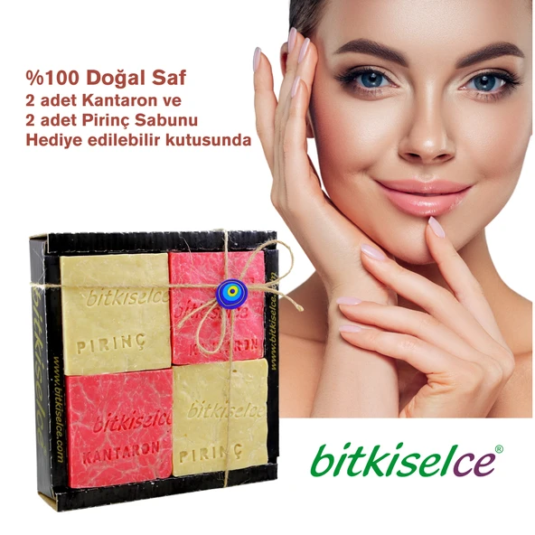 bitkiselce Doğal El Yapımı Kantaron Yağlı & Pirinç Özlü Sabun Seti / 4'lü Cilt Bakım Sabunu 450 Gr. - 6