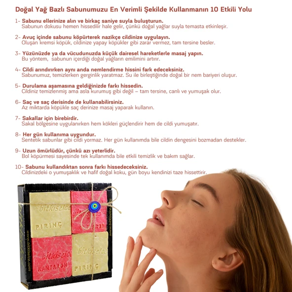 bitkiselce Doğal El Yapımı Kantaron Yağlı & Pirinç Özlü Sabun Seti / 4'lü Cilt Bakım Sabunu 450 Gr. - 7