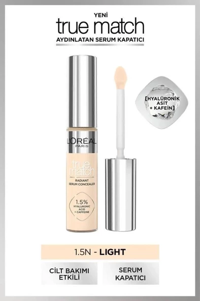 L'Oreal Paris True Match Aydınlatan Serum Kapatıcı 1.5N Light