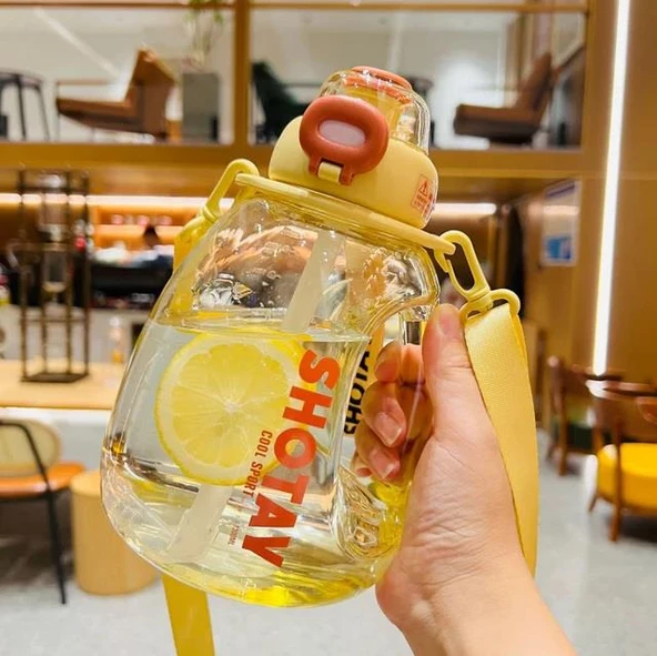 Shotay Hippo Su Matarası XL Tritan Sarı 1300Ml - Resim 3