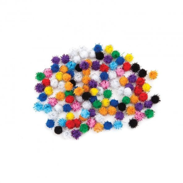 Puti 10 Mm Metalik Pom Pom 100 LÜ
