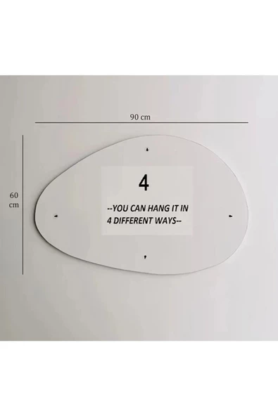 ant home Asimetrik Ayna, Dekoratif Ayna, 90x60, Konsol Aynası, Dresuar Aynası, Tuvalet Aynası - Resim 4