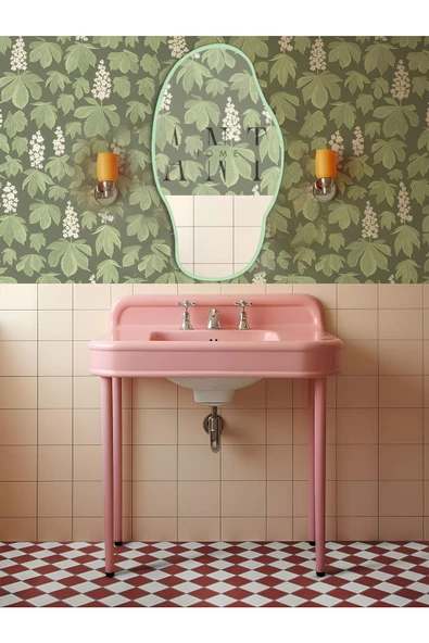 ant home Asimetrik 75X40  CM Konsol Aynası, Dresuar Aynası, Tuvalet Aynası, Holl Aynası, Banyo Aynası YEŞİL - 4