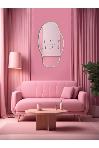 ant home Asimetrik 75X40  CM Konsol Aynası, Dresuar Aynası, Tuvalet Aynası, Holl Aynası, Banyo Aynası YEŞİL - 3