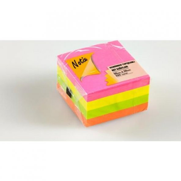 Notix Yapışkanlı Not kağıdı Mini Küp Neon 4 Renk 320 YP 50x50 N-4R-5050