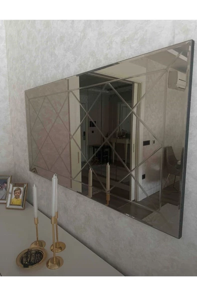 ant home Dekoratif Baklava Desenli Bizoteli Salon Aynası Ofis Aynası Konsol Aynası 120cm X 60cm - 4