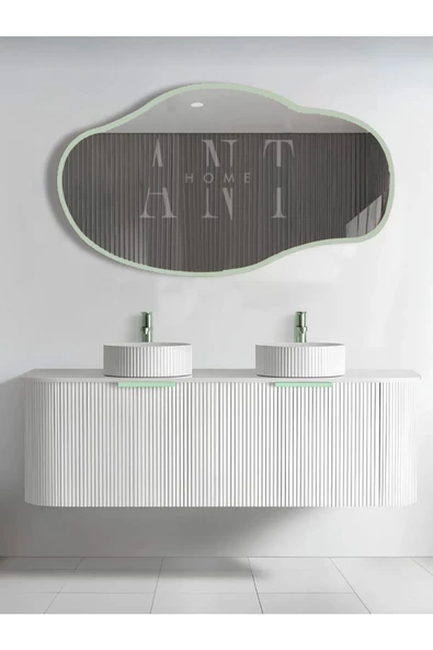 ant home Asimetrik 75X40 CM Konsol Aynası, Dresuar Aynası, Tuvalet Aynası, Holl Aynası, Banyo Aynası YEŞİL - 2