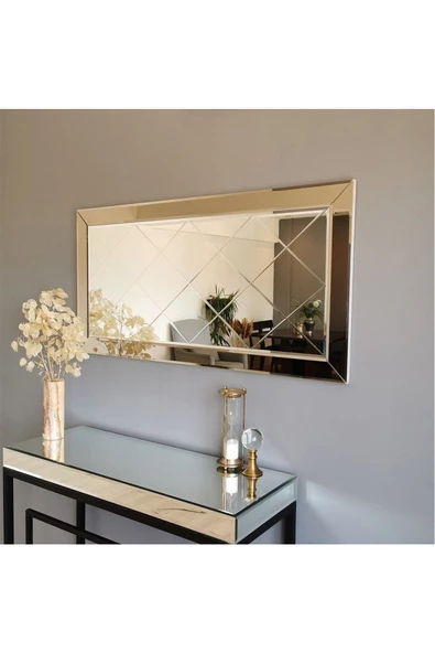 ant home Dekoratif Baklava Desenli Bizoteli Salon Aynası Ofis Aynası Konsol Aynası 120cm X 60cm - 2