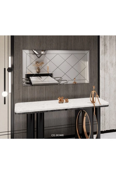 ant home Dekoratif Baklava Desenli Bizoteli Salon Aynası Ofis Aynası Konsol Aynası 120cm X 60cm - 3