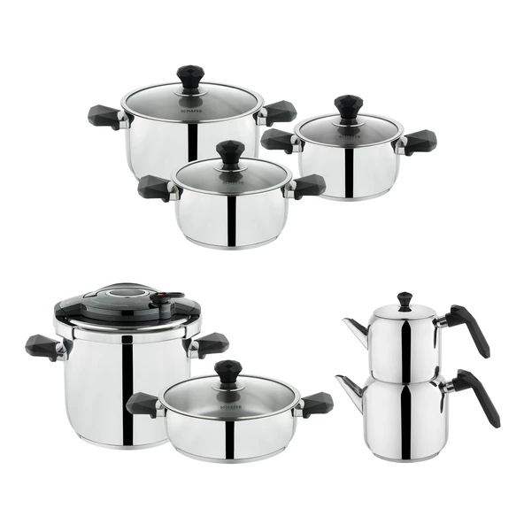 Schafer Atlas Çelik Çeyiz Seti 14 Parça-Siyah - 2