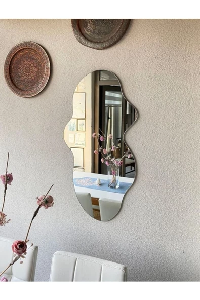 CG HOME Asimetrik Ayna, Dekoatif Ayna, Big Size 100cm X 50cm 1.sınıf Rodajlı Şişecam Marka Ayna. - Resim 3