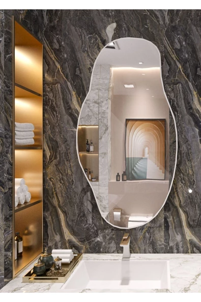 CG HOME Asimetrik 50X30 Konsol, Dresuar, Tuvalet Aynası ''siyah''. 1.kalite Şişecam Ayna - Resim 3