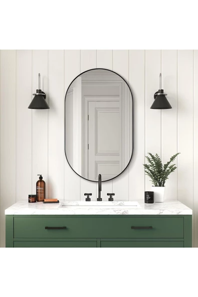 ant home Model Alfa Dekoratif Ayna Duvar Aynası Konsol Aynası Mdf Elips Ayna - 4