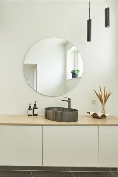 CG HOME Ayna / Yuvarlak Ayna / Dekoratif Ayna / Banyo Aynası/konsol Aynası/45 cm Çapında - 2