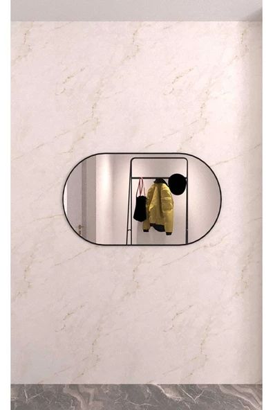 CG HOME Model Alfa Dekoratif Ayna Duvar Aynası Konsol Aynası Mdf 90cm X 50 Cm Elips Ayna - Resim 3