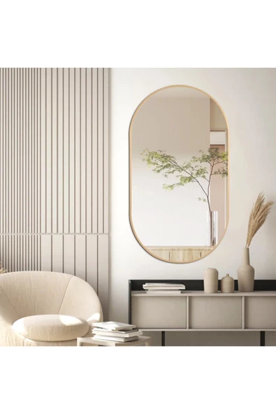 ant home Model Alfa Dekoratif Ayna Duvar Aynası Konsol Aynası Mdf Elips Ayna - Resim 4