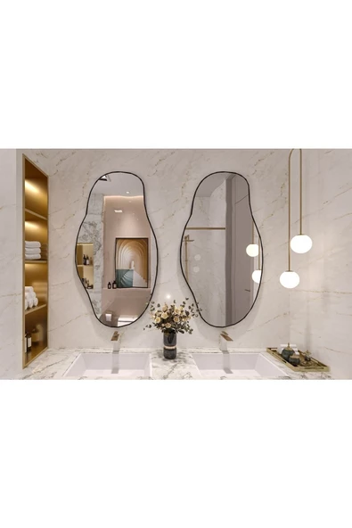 CG HOME Asimetrik75x40 Konsol, Dresuar, Tuvalet Aynası ''siyah''. 1.kalite Şişecam Ayna - 2