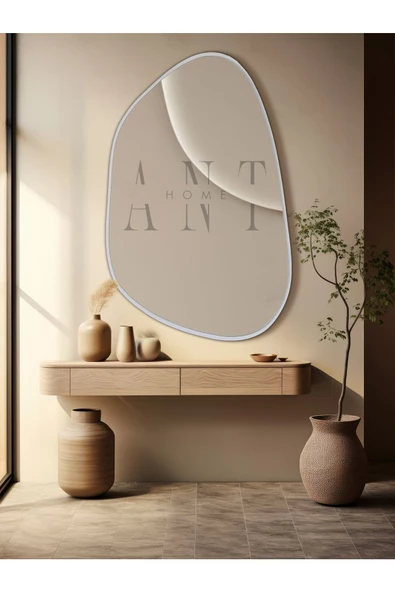 ant home Asimetrik Ayna 75X55 cm Konsol Aynası, Dresuar Aynası, Duvar Aynası, 1.kalite Şişecam Ayna - 4