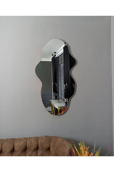 CG HOME Asimetrik Ayna, Dekoatif Ayna, Big Size 100cm X 50cm 1.sınıf Rodajlı Şişecam Marka Ayna. - Resim 2
