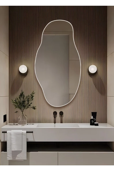 ant home Asimetrik 75X40  cm Konsol Aynası, Dresuar Aynası, Tuvalet Aynası, Holl Aynası, Banyo Aynası - Resim 3